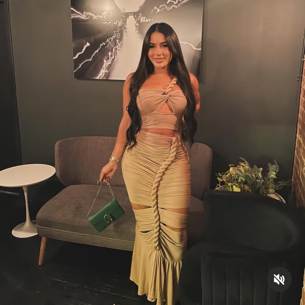 Stylish Tan Cut-Out Dress